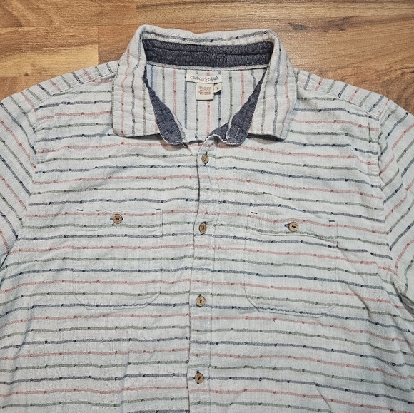 Carbon2Cobalt Striped Short Sleeve Button-Up Shirt Men’s L - Picture 3 of 6